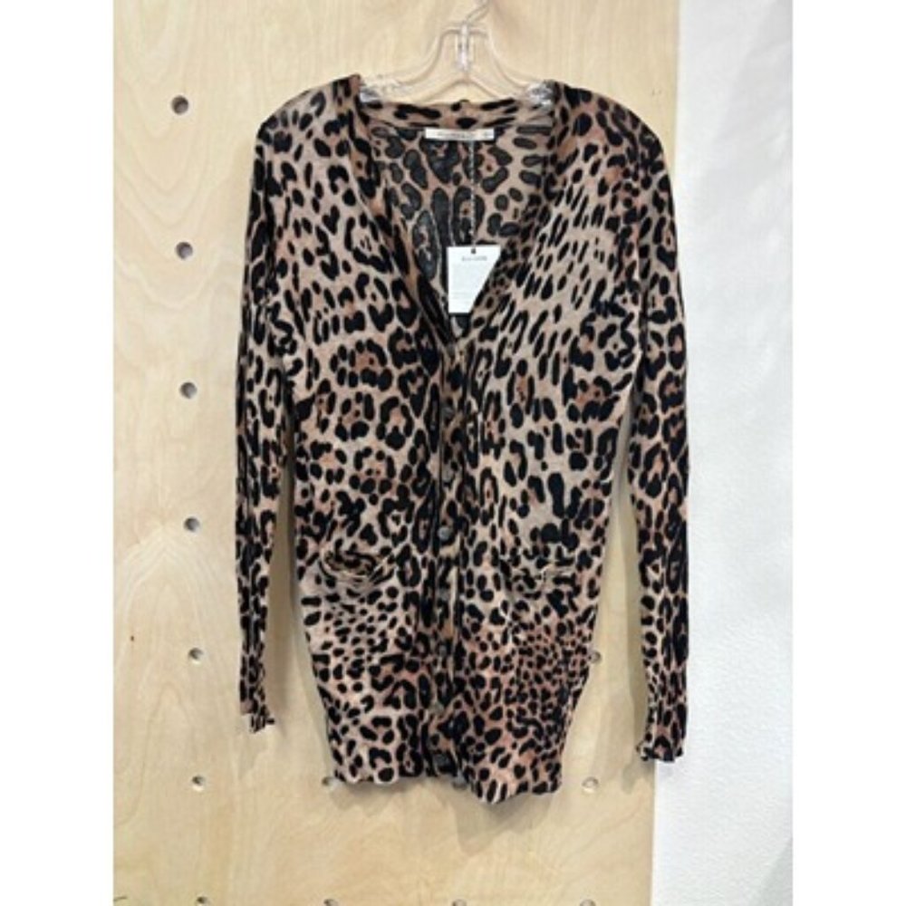 Ellison Multicolor V Neck Button Front Leopard Cardigan Sweater Size S